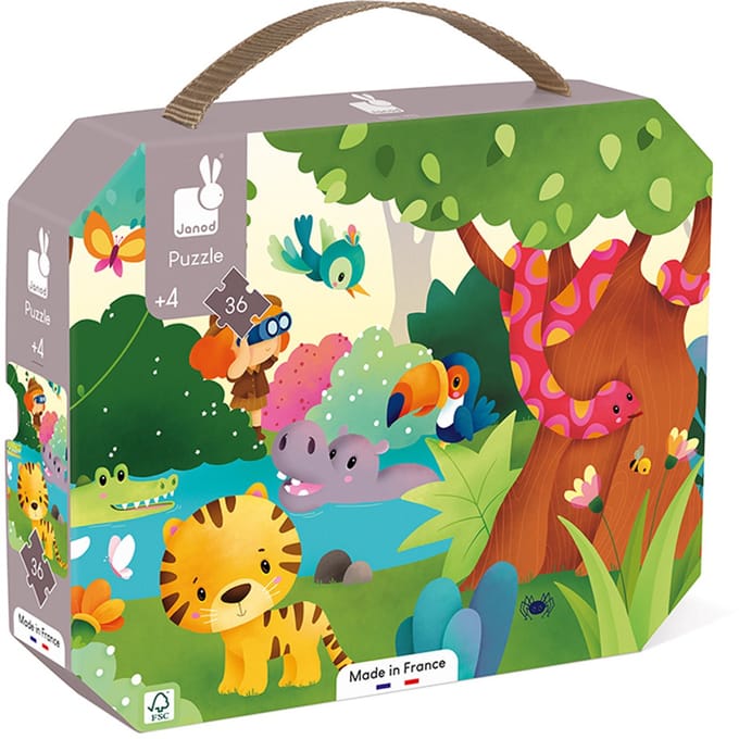 Janod - Kartonnen puzzel - Wilde dieren - 36 stukjes