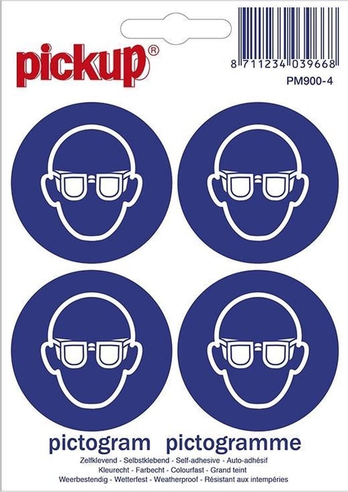 Mini picto's 4,7 cm 4 per vel - Oogbescherming dragen