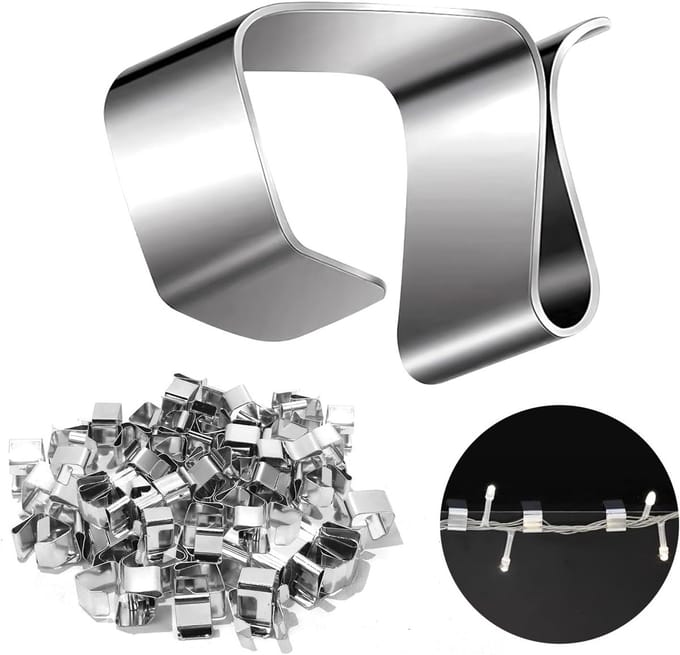 Mini Gutter Hooks voor Sfeerverlichting - 100 Stuks RVS Clips voor Kerstverlichting, Tuin, Keuken en Badkamer