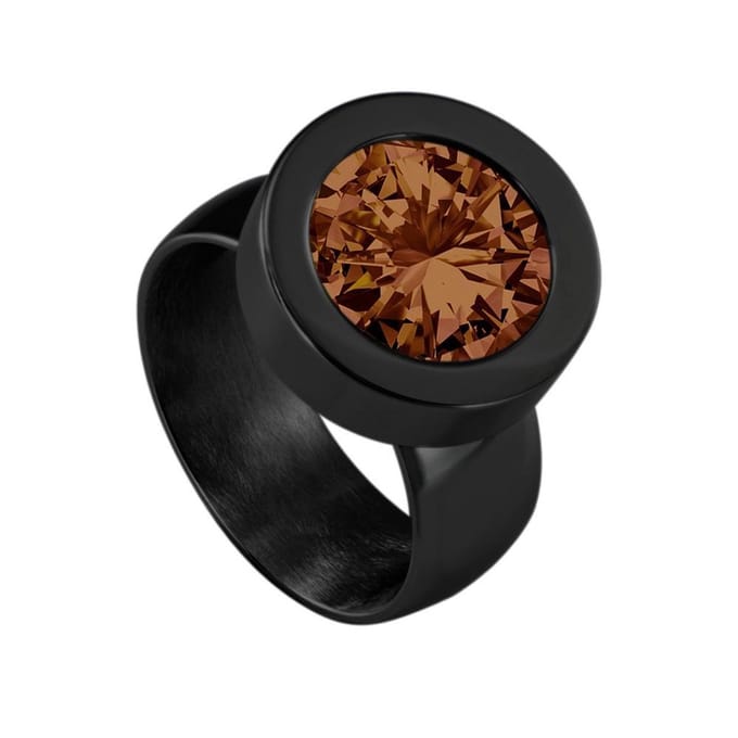 Quiges RVS Schroefsysteem Ring Zwart Glans 20mm met Verwisselbare 12mm Mini Munt - SLSRS54220