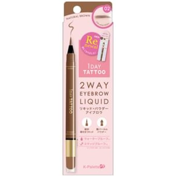 K-Palette - 1 Day Tattoo 2 Way Eyebrow Liquid 02 Natural Brown