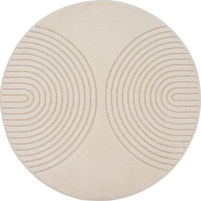 Karpet24 Eclipse – Modern laagpolig vloerkleed, geometrisch patroon in beige-Ø 120 cm