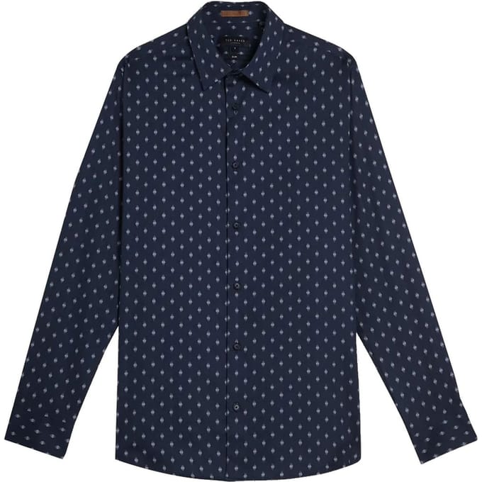 Ted Baker Area Heren Navy Geometrisch Print Shirt