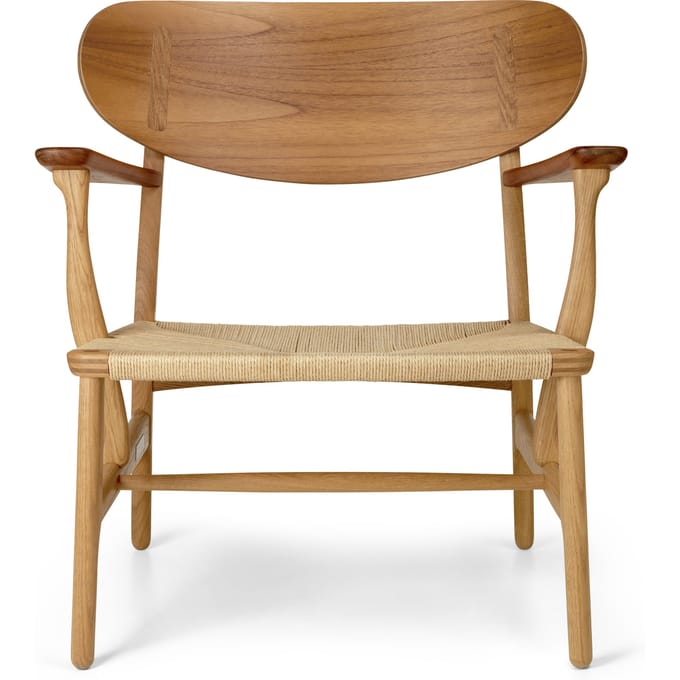Carl Hansen & Søn CH22 Fauteuil - teak/eiken - Vlecht natuur