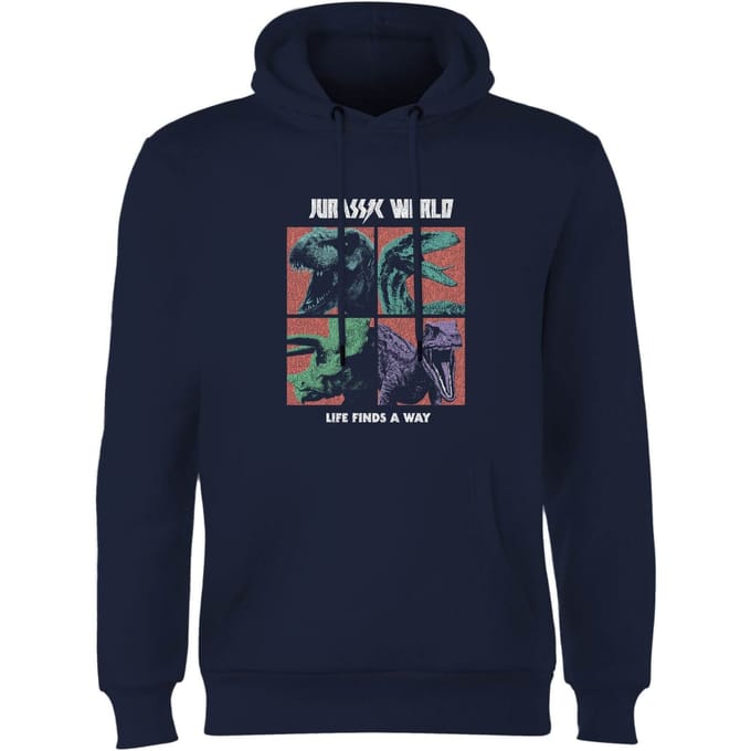 Jurassic Park World Four Colour Faces Hoodie - Navy - S