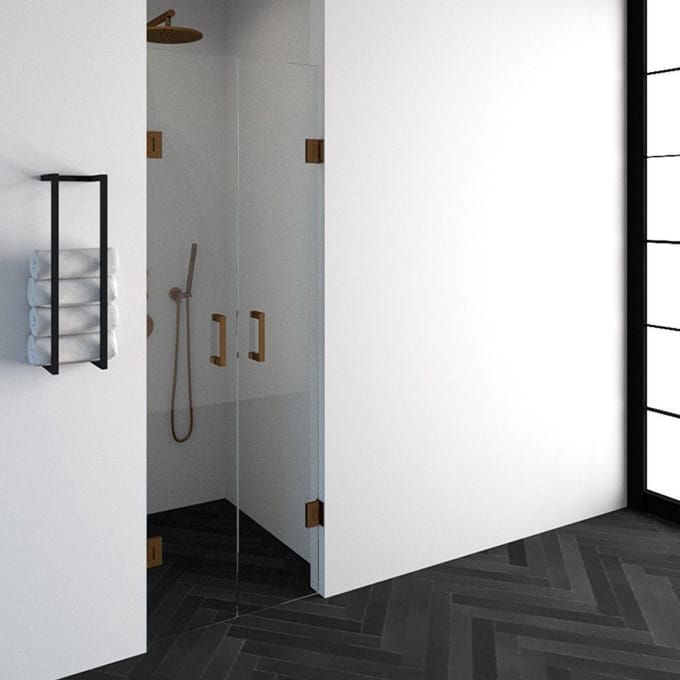 Brauer Void - Pendeldeuren - Helder Glas - 70 x 200 cm - incl. Glascoating - PVD Koper Geborsteld
