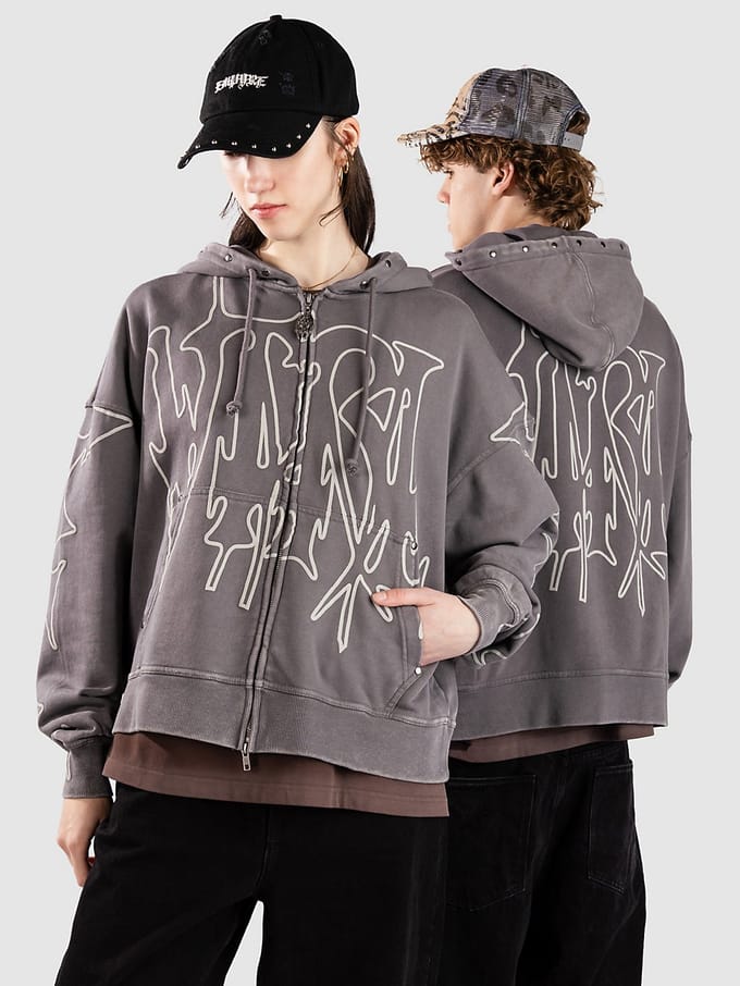 Vitriol Stud Zip Hoodie grijs