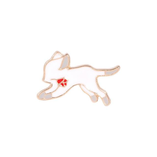 Mode Broche Cartoon Roos Vos Legering Dierlijk Badge Speld Student Wilde Sieraden white