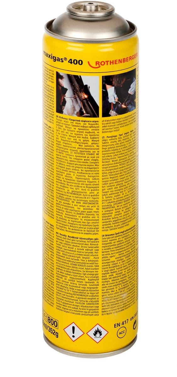 ROTHENBERGER Maxigas 400-Gaspatroon 600ml Schroefaansluiting 7/16"-EU Versie B - 035570-B