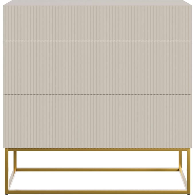 Selsey Veldio - Dressoir 3-lades 90 cm - Grijsbeige met gouden poten
