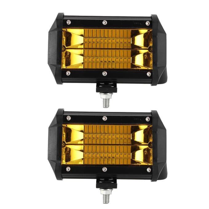 144W LED-werklamp met 48 chips, dubbele rij en montageaccessoires, 6000K, IP68 waterdicht, universeel geel licht. black