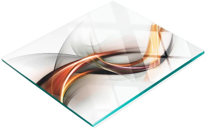 Keukenplank van gehard glas met abstract grafisch patroon, 60x52 cm
