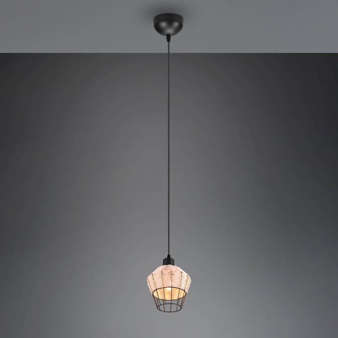 Reality Leuchten Borka hanglamp, 1-lamp, Ø 17,5 cm, Natur