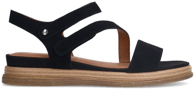 No Stress - Dames - Zwarte leren sandalen - Maat 36