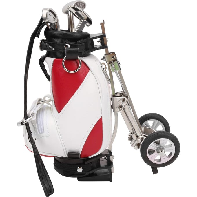 Desktop Golf Pennenset 3 Balpennen en Mini Tas Zinklegering Golf Pen Houder Tas Rood Wit black