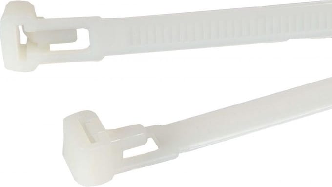 TD47 Hersluitbare Kabelbinders 7.6 x 200 mm Wit - Tie wraps - Tyraps