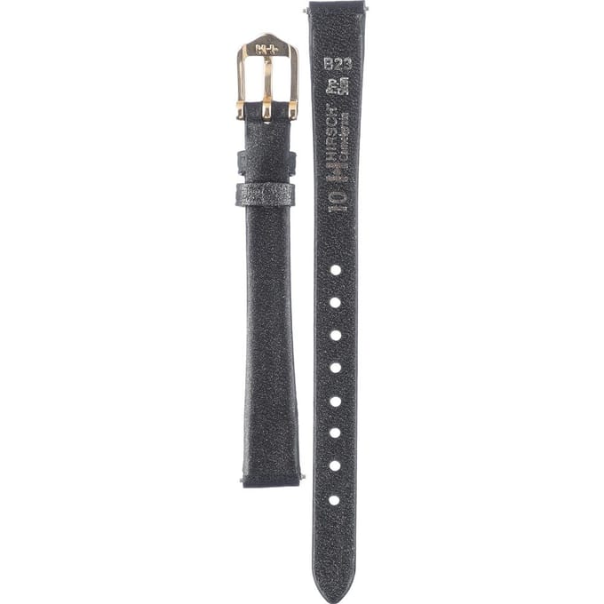 Hirsh Horlogeband -  Camelgrain Zwart - Leer - 10mm