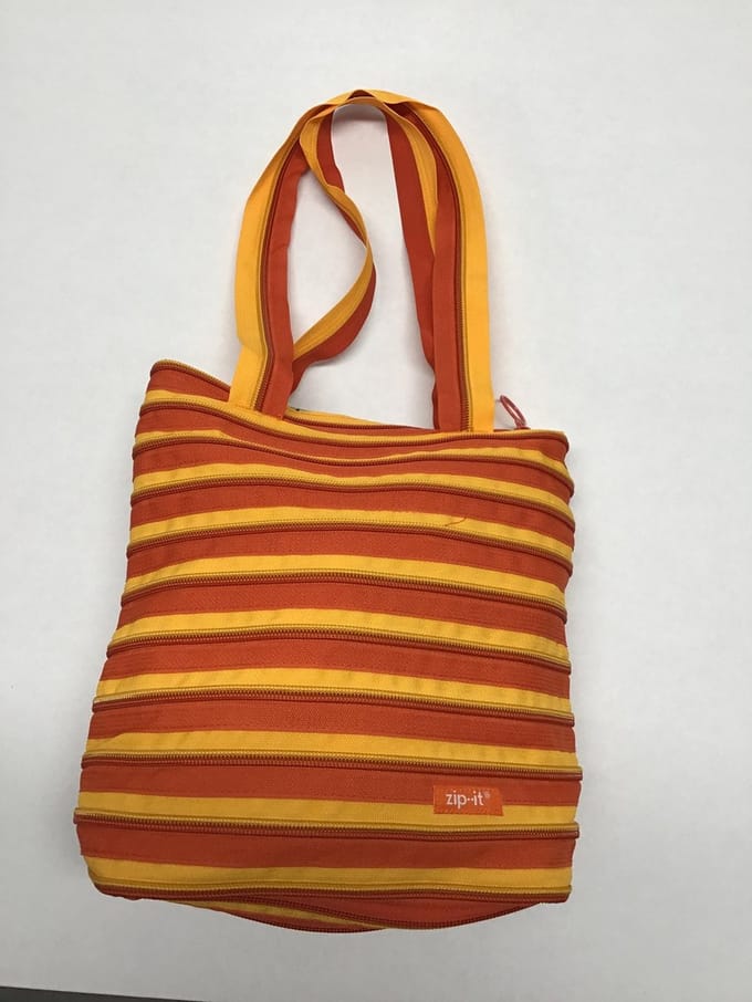 Zip-It Bag cabana 26 x 26 cm oranje met geel