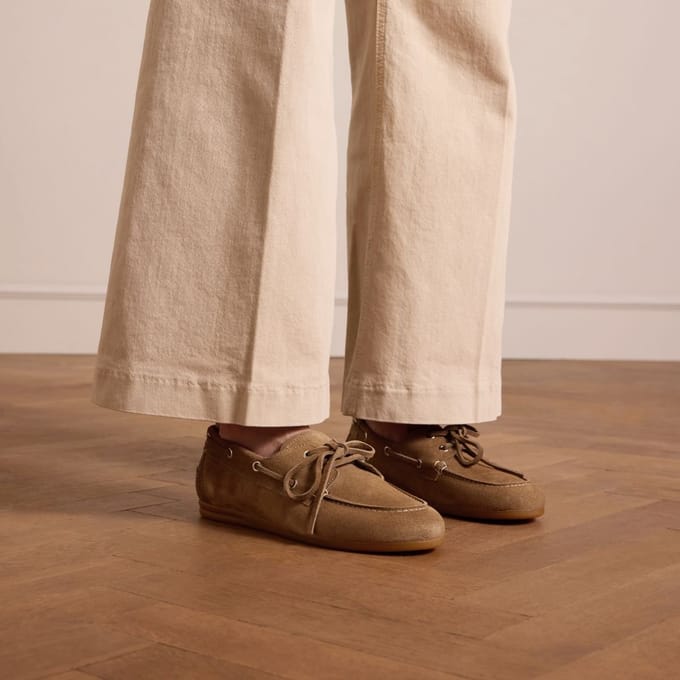 Manfield - Dames - Beige suède bootschoenen - Maat 36