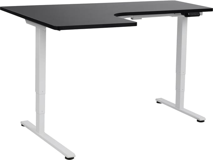 DESTINES - Elektrisch bureau - Wit/Zwart - Linkszijdig - Vezelplaat