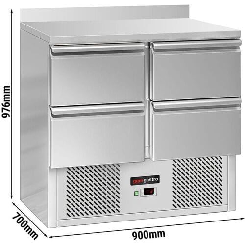 GGM Gastro Kühltisch ECO - 900x700mm - 4 Schubladen - Aufkantung