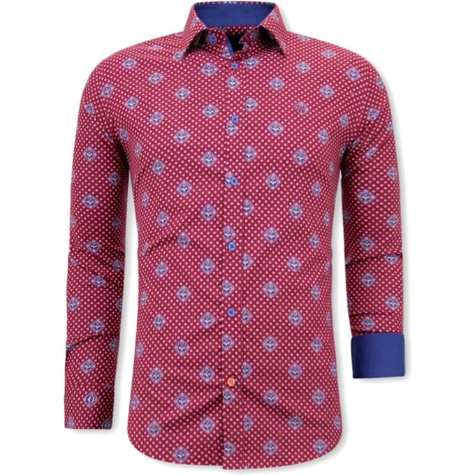 Overhemd met Print Heren - Slim Fit - 3087 - Rood