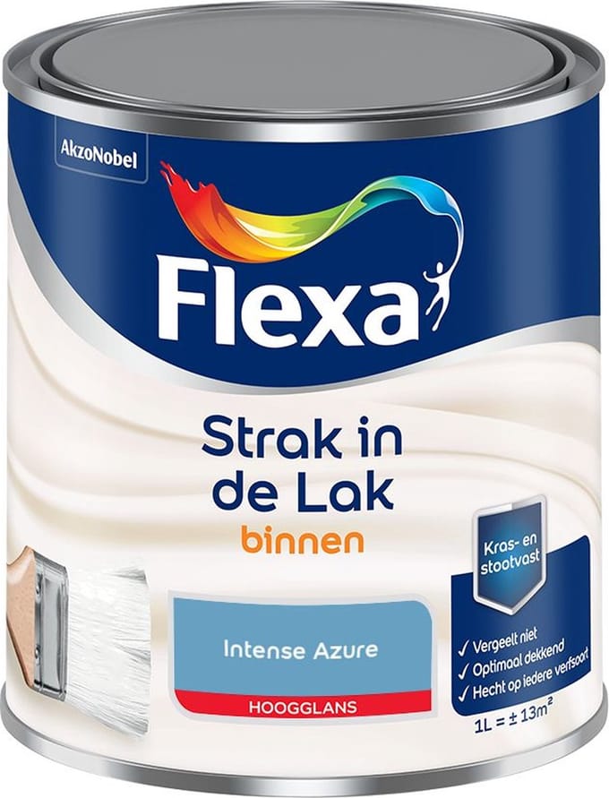 Flexa - Strak In De Lak Binnenlak Hoogglans - Intense Azure - Mengverf - 1 L