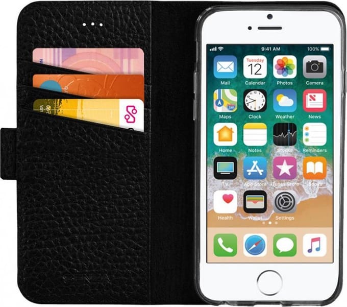 Senza Exquisite Leren Portemonnee Hoesje iPhone 5(S) / SE Zwart