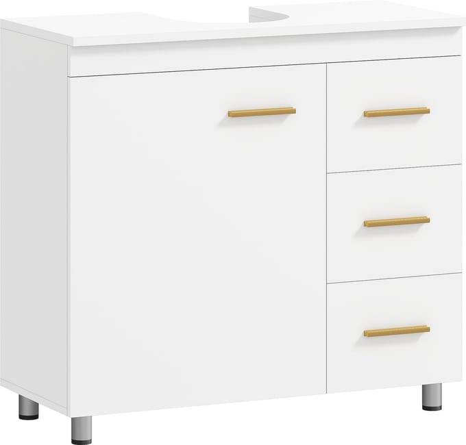 HOMCOM Badkamermeubel MDF, spaanplaat 70L x 30B x 65H cm Wit