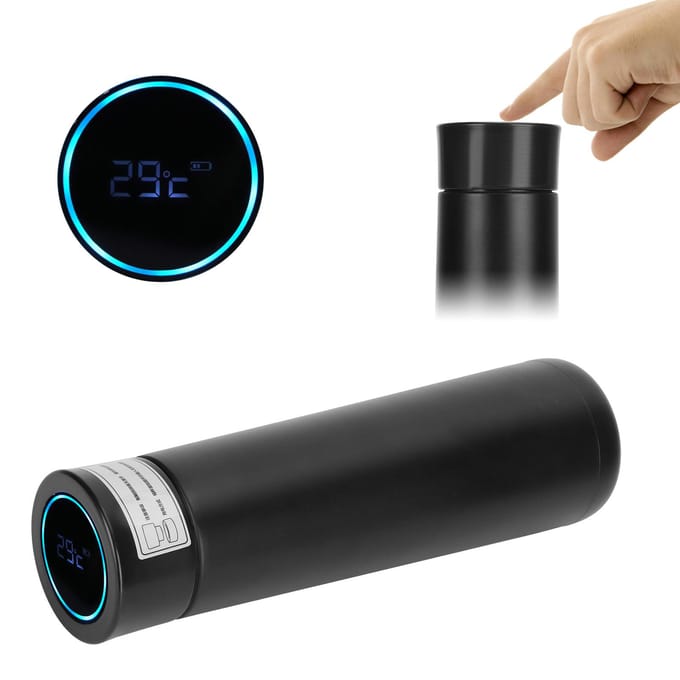 Slimme Waterfles Touch Temperatuurweergave Getimede Herinnering USB Stroomaansluiting Vacuüm BekerZwart zwart
