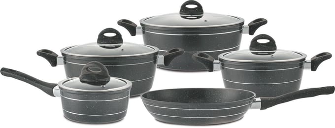 Kadirelli Pannenset - 9-delig - Zwart - Inductie - PFAS-Vrij