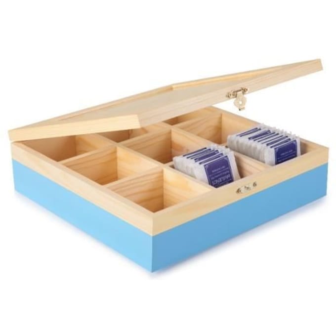 Boîte à Thé - IBILI - 748550 - 9 Compartiments - Bois Massif - Orange - 24 x 24 x 7 cm orange