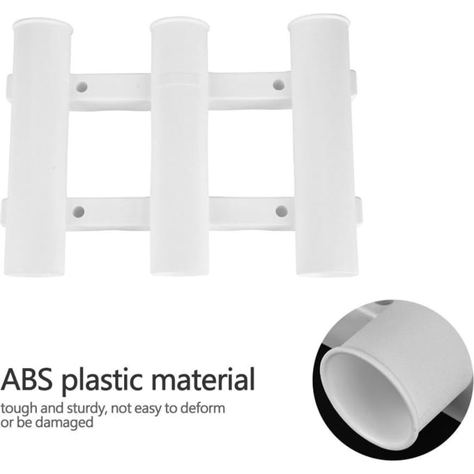 Pêche en Bateau Support de Canne à 3 Tubes Râtelier Tube de Canne Montage Outil Accessoire white