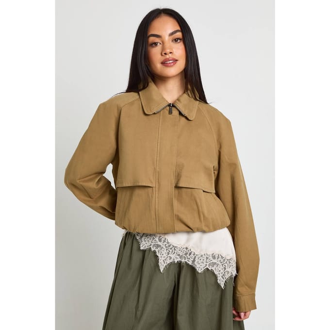 boohoo Dames Bomberjack Met Col | Kaki | Maat: 36