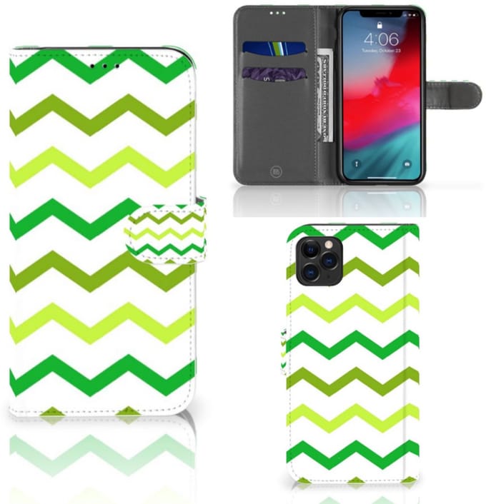 Apple iPhone 11 Pro Max Telefoon Hoesje Zigzag Groen