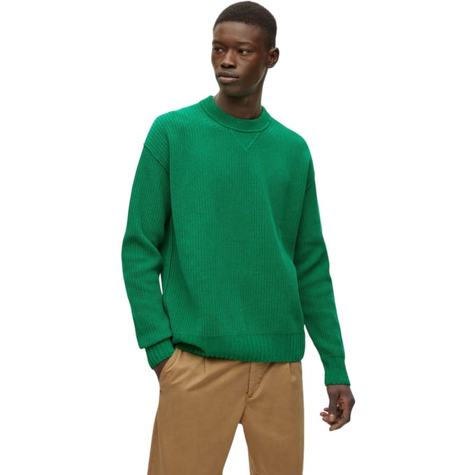 Boss Unisex geribde normale sweater voor volwassenen (Groen)