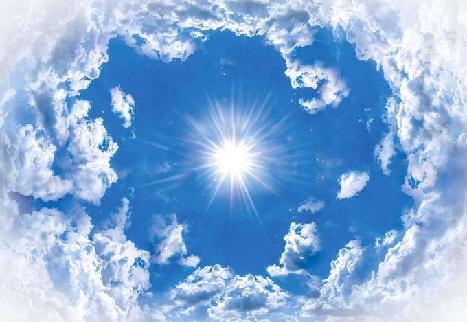 Fotobehang Sky Clouds Sun Nature | XL - 208cm x 146cm | 130g/m2 Vlies