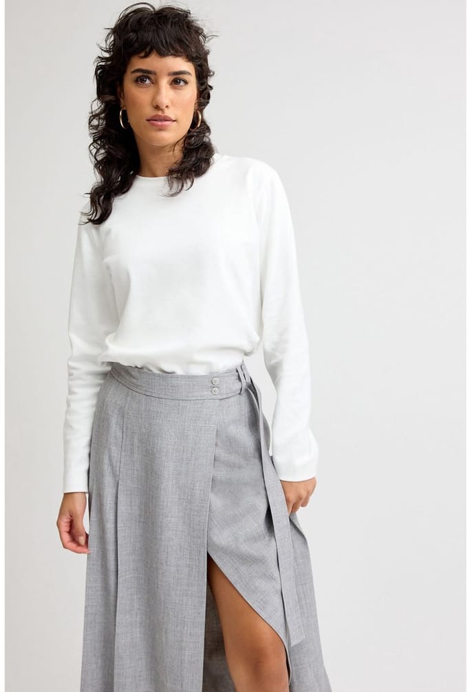Next - Dames - Dik T-shirt met lange mouwen en ronde hals - Wit