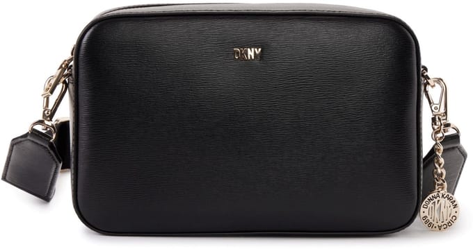 DKNY Leren Schoudertas Bryant Park Camera Bag Black / Gold Zwart