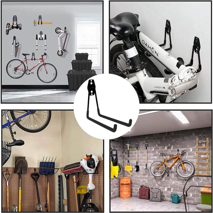 Vitolog - Garagefiets Haak - Zwart - Metaal & PVC - 18,7 cm