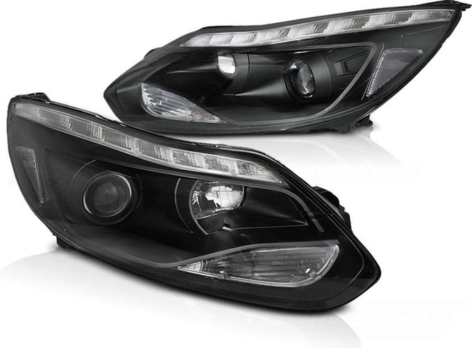 Koplampen - voor FORD FOCUS MK3 11- 10.14 - LED - ZWART