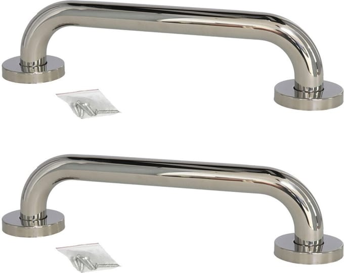 Gerimport Douche handgreep - 2x stuks - RVS - wandbeugel - douchebeugel - zilverkleurig - 30 cm