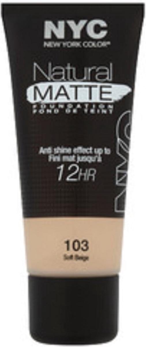 NYC Natural Matte Foundation 12HR Crème Foundation Teint Gezichtsmake-up 30ml - 103 Soft Beige