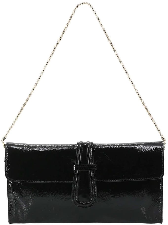 abro Leren schoudertas clutch Leather Venice Shoulder Bag Luna Black / Gold zwart