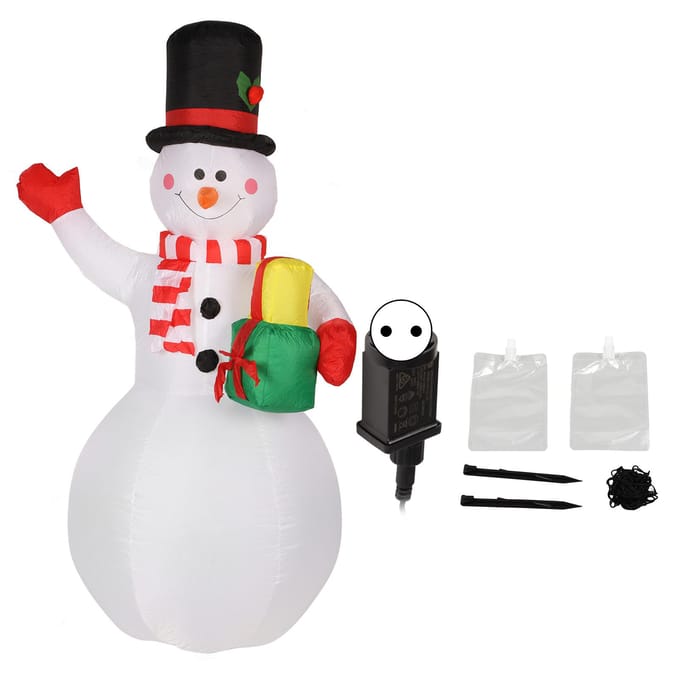 Bonhomme de neige gonflable de 1,5 m de hauteur Décorations de Noël Bonhomme de neige gonflable avec LED colorées rotatives pour white