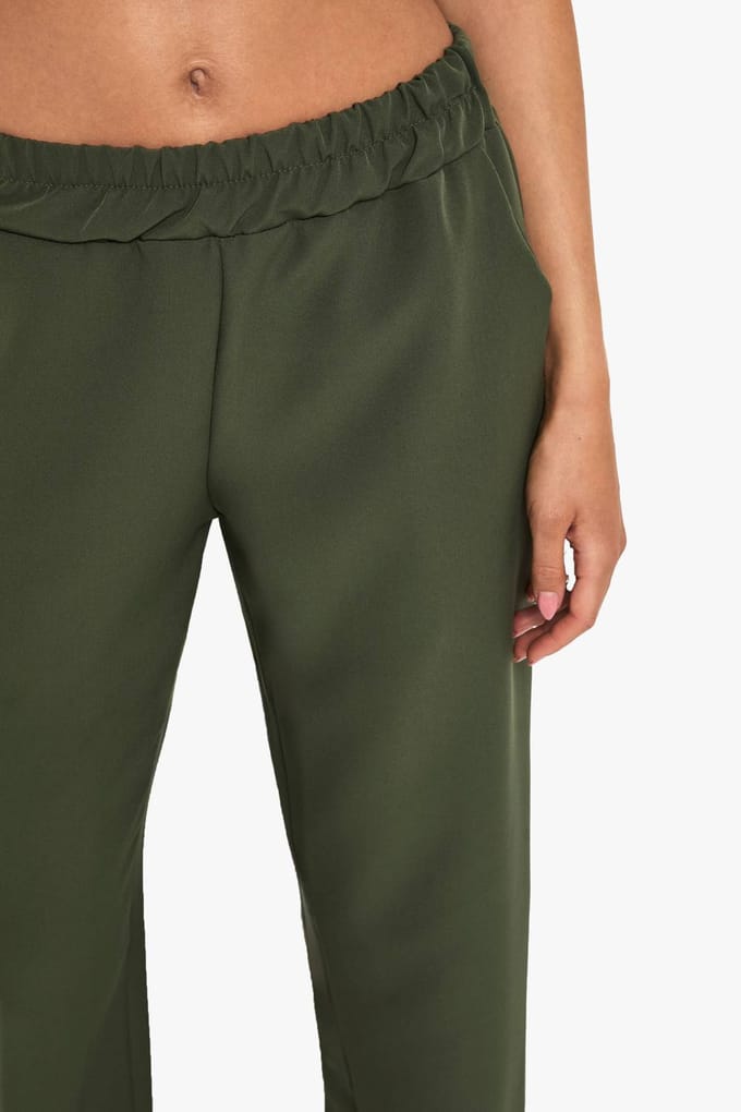 boohoo Dames Elastische tailleband geweven broeken | Khaki | Maat: 8