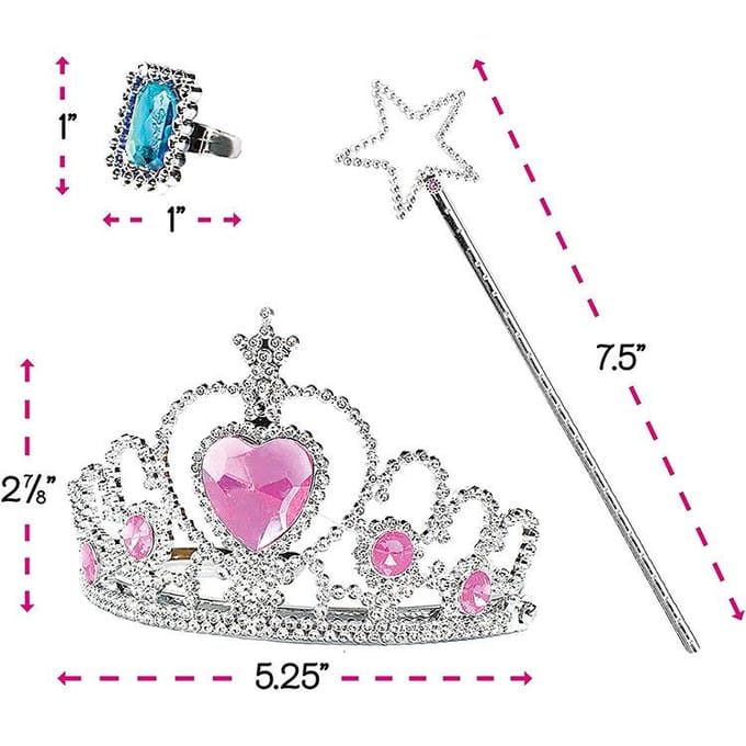 48-delige Kinderen Plastic Kroon Haarband Toverstaf Set Crown 12pcs Ring 24pcs Star stick 12pcs white