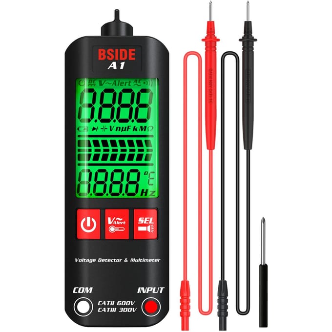 BSIDE A1 Mini Multimeter LCD Digitale Tester Spanningsdetector 2000 Tellingen DC/AC Spanningsfrequentie zwart