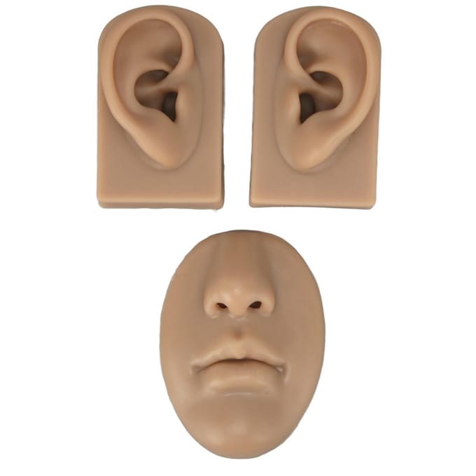 Modèle 3D de Nez et de Bouche Modèle d'Oreille en Silicone Accessoires d'Affichage de Simulation pour Piercing Pratique de Suture beige