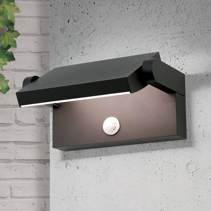 ORION LED buiten wandlamp Ginger, sensor, antraciet, IP54